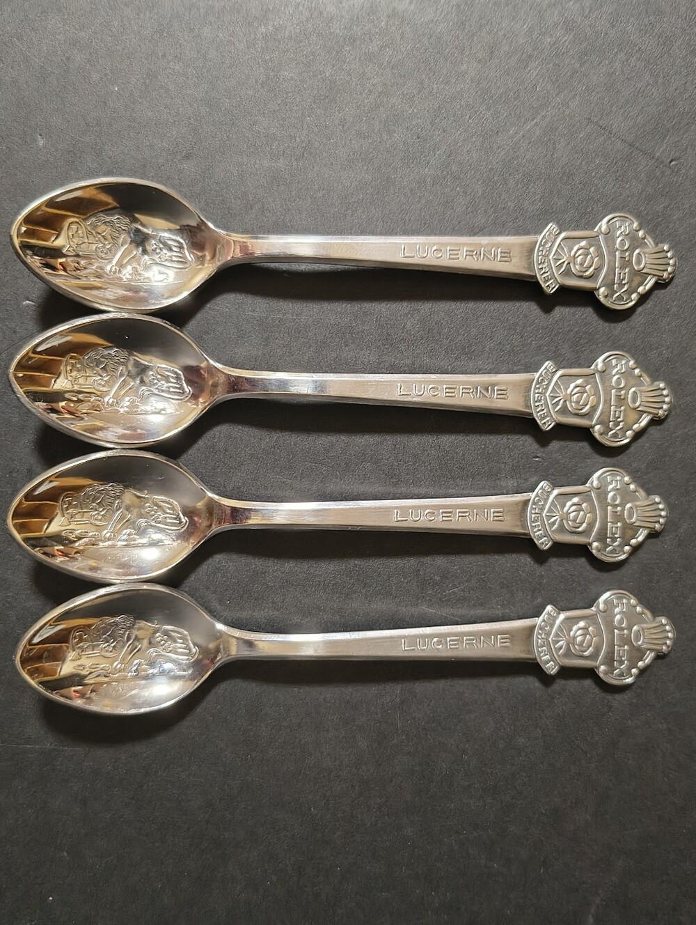 Vintage Rolex Bucherer of Switzerland Lucerne Collector Souvenir Spoons Lot Of 4